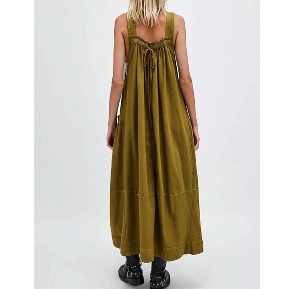 Solid Reverse Stitch Tie Back Minimalist Dress - Picture 8 of 9